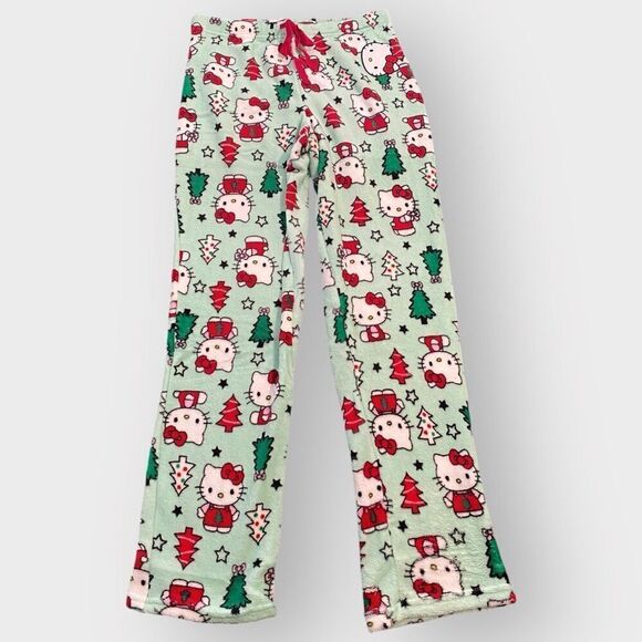 Hello Kitty “Christmas Trees” Fuzzy Soft Touch Pajama Pants Womens size Large - Picture 1 of 12